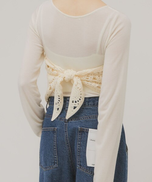 KBF（ケイビーエフ）の「タックドレープロンTEE（Tシャツ/カットソー・レディース・IVORY/PINK/BROWN/TOP GRAY・One）」の9枚目の写真