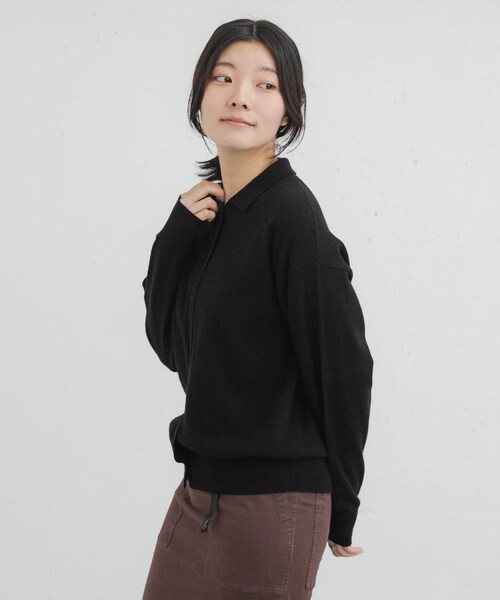 EKAL（エカル）の「ウールハイゲージニットカーディガン（カーディガン/ボレロ・レディース・ベージュ/モクグレー/ブラック・one）」の9枚目の写真