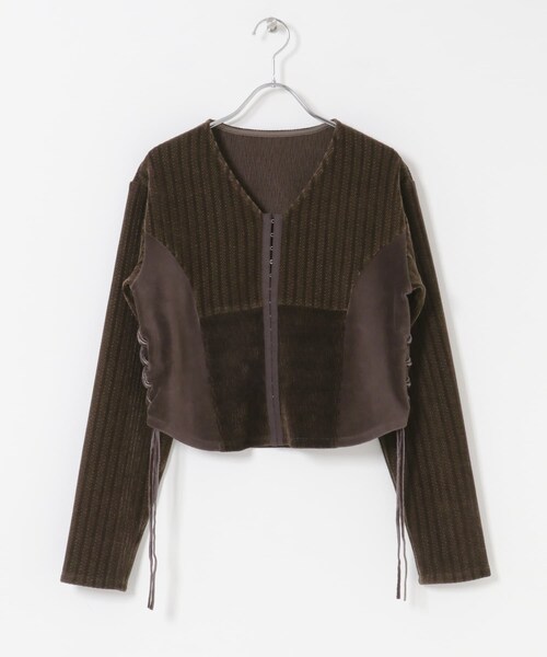 KBF（ケイビーエフ）の「モールジャガードカーディガン（カーディガン/ボレロ・レディース・BEIGE/BROWN/BLACK・One）」の19枚目の写真