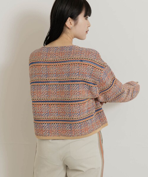 THE GOODLAND MARKET（ザグッドランドマーケット）の「米富繊維　MADRAS EYELET TWEED PULLOVER（ニット/セーター・レディース・24ORANGE/62BLUE・FREE）」の5枚目の写真
