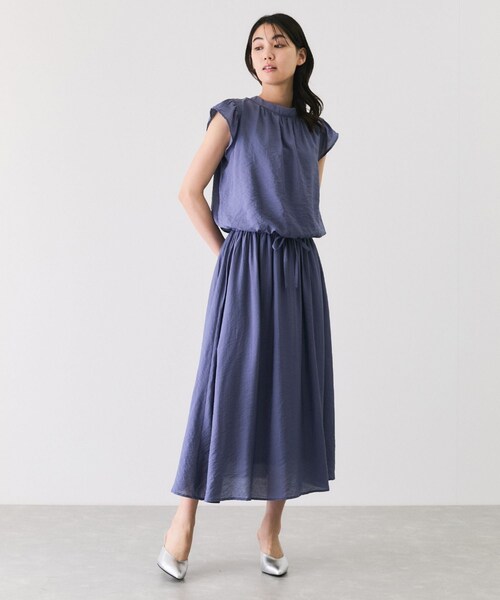 Jayro（ジャイロ）の「レーヨンナイロンオーガン袖フリルワンピース（ワンピース・レディース・ブラック/オフホワイト/ブルー/ピンク・M）」の14枚目の写真