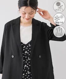 ROPE' PICNIC | 【ちゃんと+かわいい保証】エアリーリネンライク ダブルジャケット/接触冷感・UVカット・速乾(テーラードジャケット)