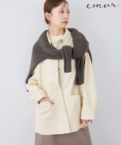 ROPE' PICNIC(ロペピクニック)の「【emur/エミュール・J'aDoRe限定】シンセティックレザージャケット(その他アウター・レディース・ブラック/ベージュ系・38)」の4枚目の写真
