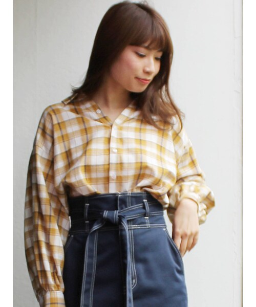 チェック柄2WAYブラウス/シャツ