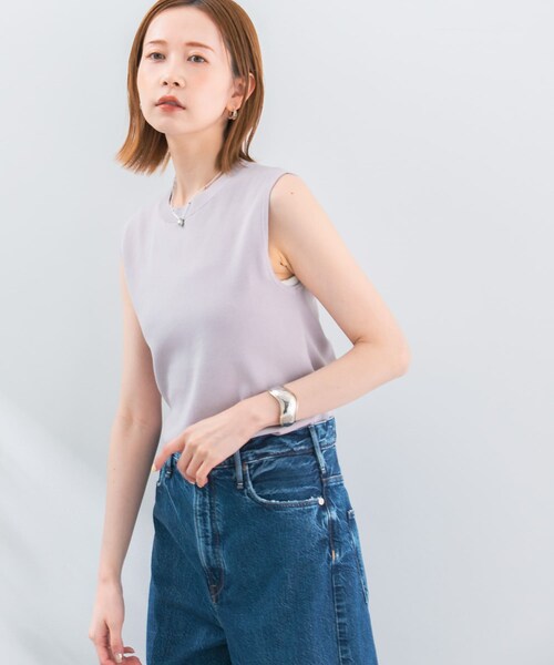 URBAN RESEARCH ROSSO（アーバンリサーチロッソ）の「総針タンクトップ（タンクトップ・レディース・lightgray/sand/black・FREE）」の2枚目の写真