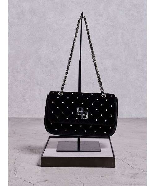 GYDA(ジェイダ)の「GGベロアbijou quiltingショルダーBAG(ショルダーバッグ・レディース・オフホワイト/ブラック/ピンク・F)」の2枚目の写真
