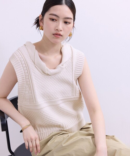 ADAM ET ROPE'（アダムエロペ）の「【WEB限定】ミックスパターンニットベスト（ベスト・レディース・ブラック/グレー/オフホワイト・F）」の20枚目の写真