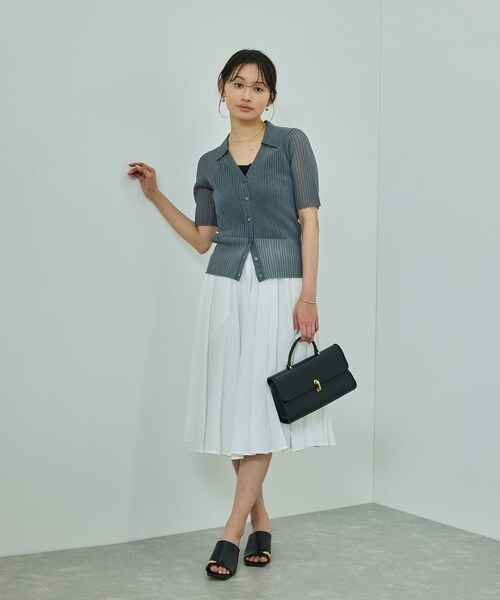 ROPE'（ロペ）の「【WEB・一部店舗限定】【接触冷感/UVカット】前後2WAY チュールコンビアシメキャミソール（キャミソール・レディース・ブラック/ホワイト/ピンク・F）」の16枚目の写真