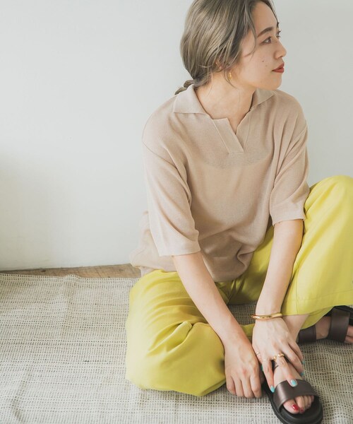 ITEMS URBANRESEARCH（アイテムズ アーバンリサーチ）の「ポロニットTシャツ（ポロシャツ・レディース・BLU/BEG/CHA・FREE）」の12枚目の写真