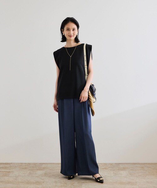 ROPE'(ロペ)の「シャイニー2WAYリボンブラウス/洗える(シャツ/ブラウス・レディース・ブラック/ネイビー/シルバー・F)」の7枚目の写真