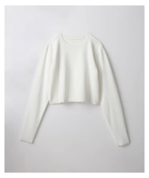 nissen（ニッセン）の「【TTOL】クロップドニットトップス（Tシャツ/カットソー・レディース・ホワイト/黒・1(M~L)/2(L~LL)）」の5枚目の写真