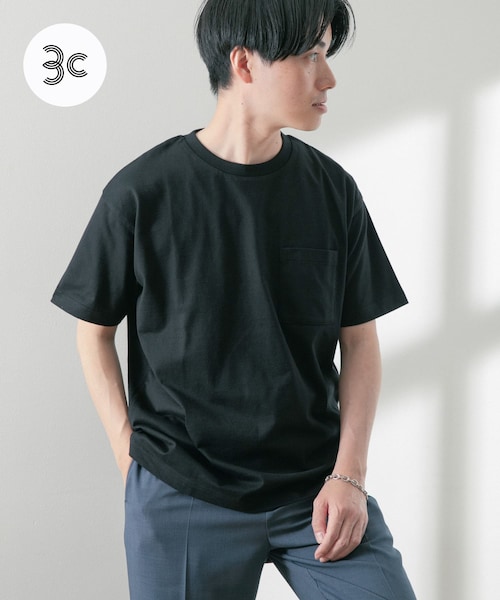 ITEMS URBANRESEARCH（アイテムズ アーバンリサーチ）の「USAコットン ムジポケットTシャツ（Tシャツ/カットソー・メンズ・BLU/OFF/BLK/GRN/YEL・M/L）」の2枚目の写真