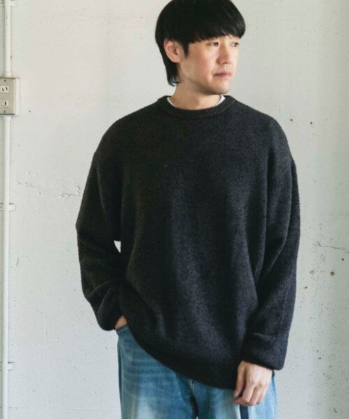 URBAN RESEARCH DOORS（アーバンリサーチドアーズ）の「メランジシャギー クルーネックニット（ニット/セーター・メンズ・BLUE/BLACK・M/L）」の6枚目の写真