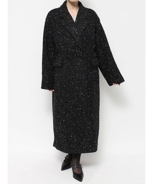 EATME（イートミー）の「ラメブークレロングコート（チェスターコート・レディース・ホワイト/ブラック/ミックス/グレー・F）」の6枚目の写真