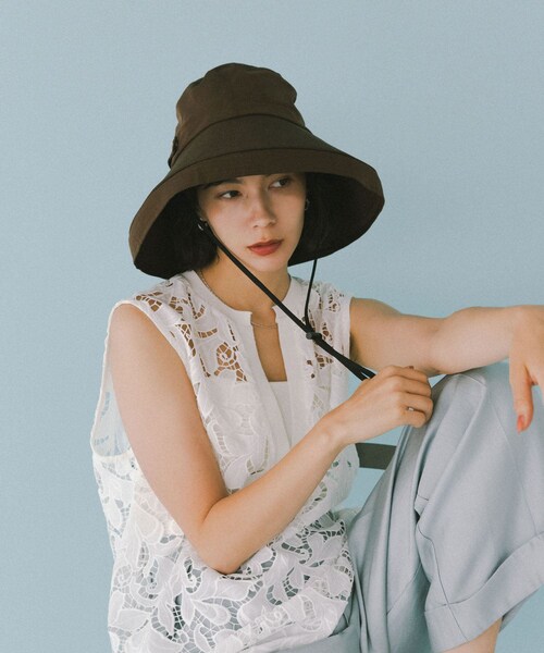 RODE SKO（ロデスコ）の「洗える畳める撥水日よけハット（ハット・レディース・BLACK/BROWN・Free）」の14枚目の写真