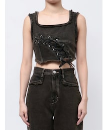 EMODA | カーブレースアップデニムビスチェ(タンクトップ)