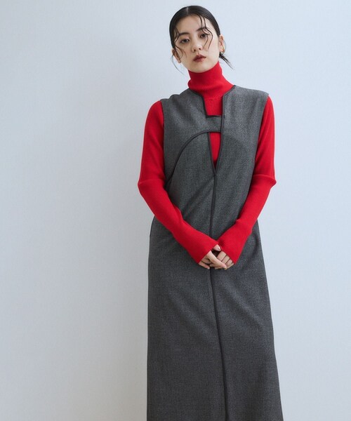 ADAM ET ROPE'（アダムエロペ）の「【WEB限定】2WAY MIXツイードジャンパースカート（ワンピース・レディース・ブラック系/ダークブラウン/ベージュ系・36/38）」の20枚目の写真