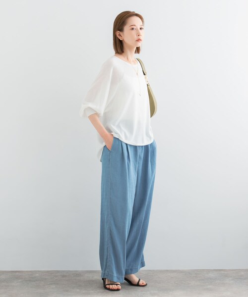 URBAN RESEARCH ROSSO（アーバンリサーチロッソ）の「ウォッシャブルシルク混ドルマンニット（ニット/セーター・レディース・ORANGE/OFF WHITE/L.MINT・FREE）」の10枚目の写真