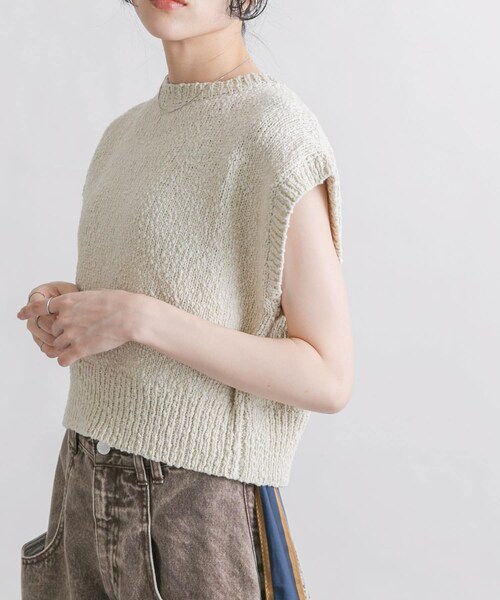 KBF（ケイビーエフ）の「ブークレニットベスト（ニット/セーター・レディース・L.GREIGE/PINK/BROWN・one）」の17枚目の写真