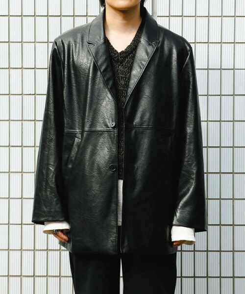 SENSE OF PLACE by URBAN RESEARCH（センスオブプレイスバイアーバンリサーチ）の「フェイクレザーミドルジャケット（テーラードジャケット・メンズ・BLACK/BROWN・M/L）」の17枚目の写真