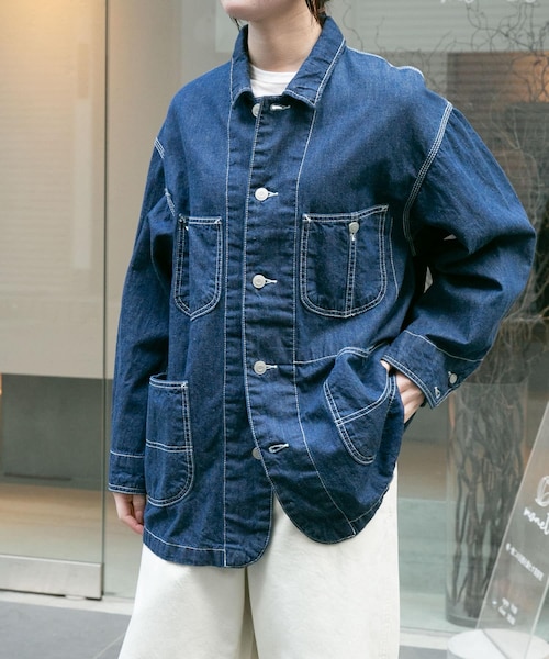 URBAN RESEARCH DOORS（アーバンリサーチドアーズ）の「FORK&SPOON　綿麻デニムカバーオール（カバーオール・レディース・BLACK/ONEWASH・1）」の2枚目の写真