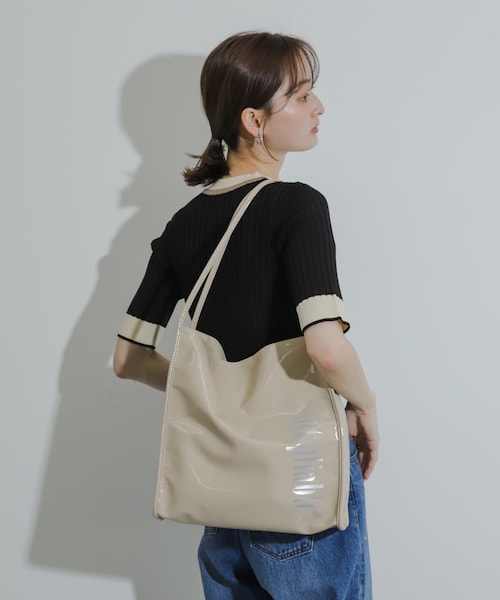 SENSE OF PLACE by URBAN RESEARCH（センスオブプレイスバイアーバンリサーチ）の「エナメルトートバッグ（トートバッグ・レディース・IVORY/BLACK/BEIGE・one）」の18枚目の写真