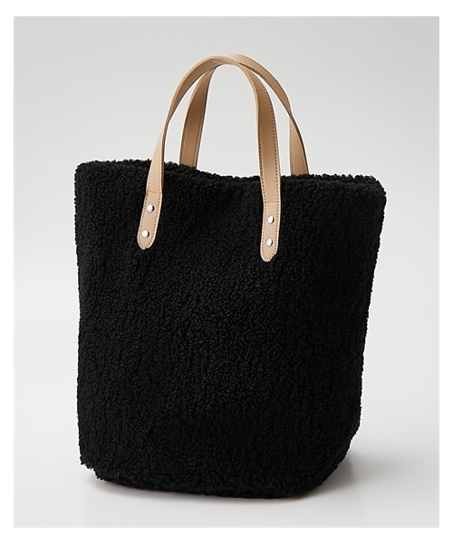 nissen（ニッセン）の「polka polka(ポルカポルカ)ボアトートバッグ（A4対応）（トートバッグ・メンズ・アイボリー/ブラック/モカ/グレーベージュ/ヒョウ柄/カウ/ブラック/カウ/ブラウン・Y）」の2枚目の写真