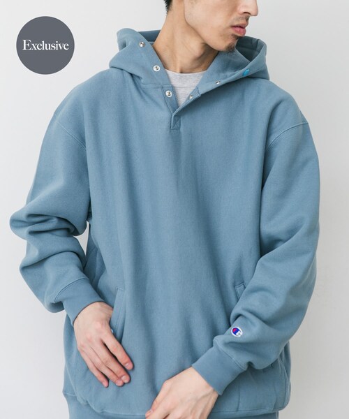 URBAN RESEARCH DOORS(アーバンリサーチドアーズ)の「『別注』Champion×DOORS RW HALF SNAP PARKA(パーカー・メンズ・シルバーグレー/オフブラック/ブラック/ルビーレッド/ダークネイビー/ブルーグレー/ダークグリーン/クリームイエロー/オートミール/ワイン・M/L/XL)」の13枚目の写真