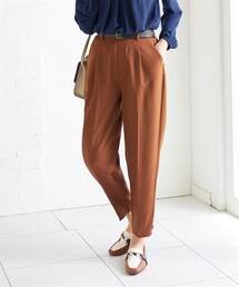 nissen | <大きいサイズ>のびるとろみタックスリムテーパードパンツ(ゆったりヒップ)(選べる2レングス)(パンツ)