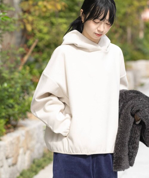 EKAL(エカル)の「ウォームドジャージフーディー(その他トップス・レディース・アイボリー/ブラック/ブラウン・one)」の5枚目の写真