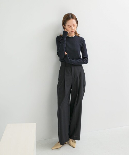 URBAN RESEARCH ROSSO（アーバンリサーチロッソ）の「シルク混リブデザインニット（ニット/セーター・レディース・WHITE/CREAM/GRAY/D/NAVY・FREE）」の20枚目の写真