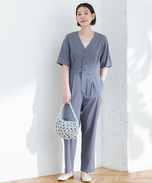 URBAN RESEARCH ROSSO（アーバンリサーチロッソ）の「F by ROSSO　ウエスト切り替えVネックオールインワン（サロペット/オーバーオール・レディース・KHAKI/GRAY・36/38）」の6枚目の写真