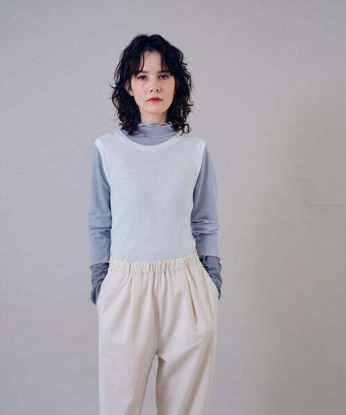 THE GOODLAND MARKET(ザグッドランドマーケット)の「『別注』MIDIUMISOLID×TGM Mix organic cotton tank-top(タンクトップ・レディース・Off/Black/Mocha・FREE)」の4枚目の写真