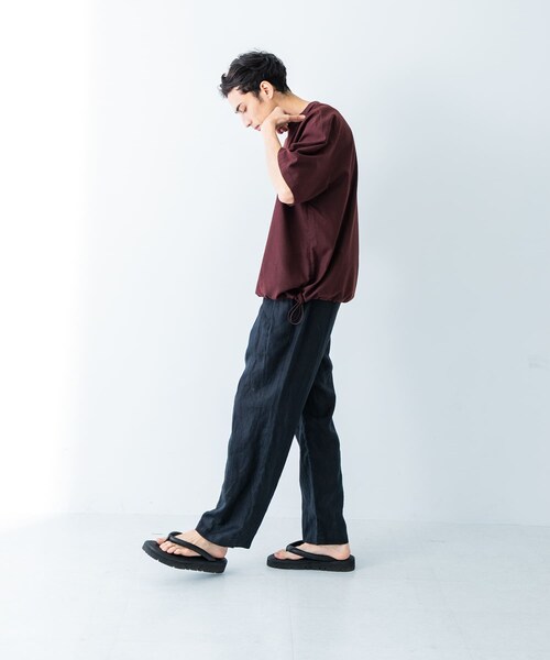 URBAN RESEARCH（アーバンリサーチ）の「『UR TECH DRYLUXE』高機能リネンTシャツ（Tシャツ/カットソー・メンズ・FADE BLACK/BEIGE/BURGUNDY・M/L）」の22枚目の写真