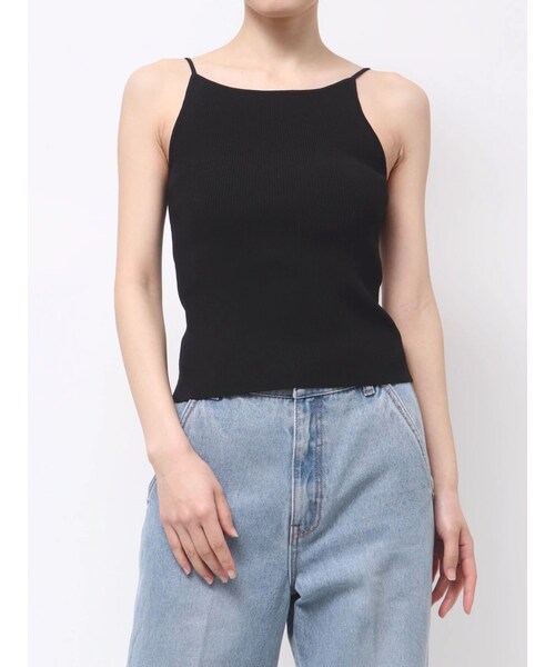 LAGUNAMOON（ラグナムーン）の「ボートネックニットタンク（キャミソール・レディース・ホワイト/ブラック/ピンク/アイスブルー・F/9）」の2枚目の写真