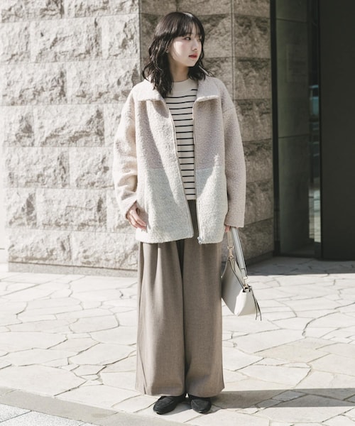ITEMS URBANRESEARCH(アイテムズ アーバンリサーチ)の「ボア切替ジャケット(テーラードジャケット・レディース・L.BEG/GRY・Free)」の20枚目の写真