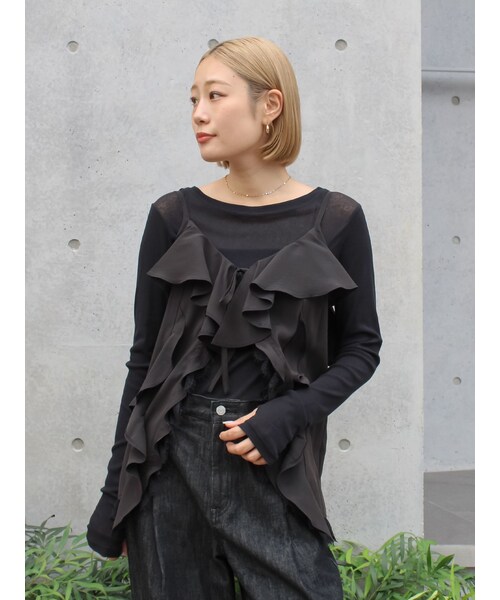 Ungrid（アングリッド）の「フィブツイルフリルキャミ（キャミソール・レディース・オフホワイト/ブラック/イエロー・F）」の3枚目の写真