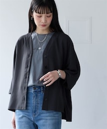 nissen | 【しわシャキ】裾スリットシャツカーディガン（防しわ・形態安定・接触冷感・UVカット）＜大きいサイズ有＞(カーディガン/ボレロ)