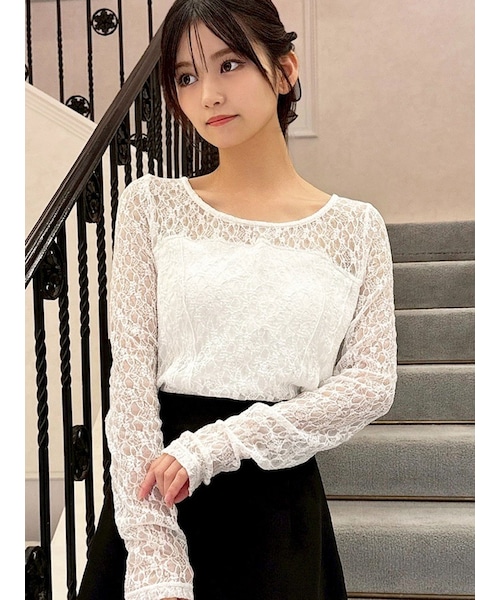 RESEXXY（リゼクシー）の「カップインレーストップス（その他トップス・レディース・ホワイト/ブラック・F）」の4枚目の写真