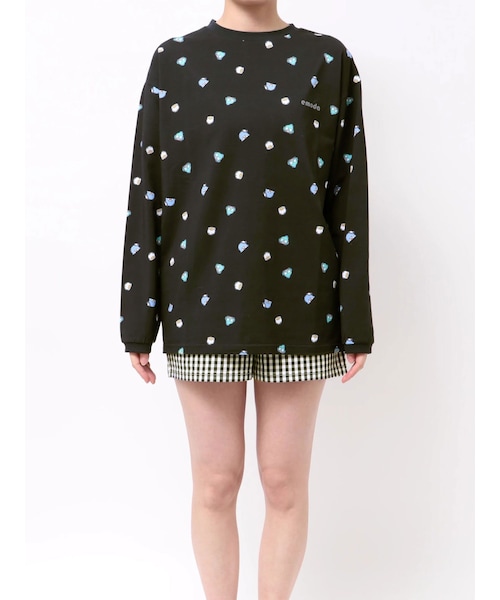 EMODA（エモダ）の「【はぴだんぶい】PATTERN OVER L/T&S-PT SET（セットアップ・レディース・ホワイト/ブラック・F）」の3枚目の写真