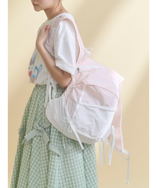 merry jenny（メリージェニー）の「Ribbon Daypack（バックパック/リュック・レディース・アイボリー/ブラック/ピンク/カーキ・F）」の4枚目の写真