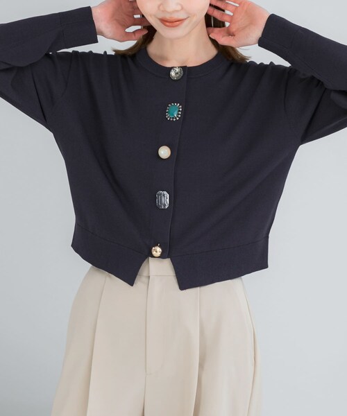 URBAN RESEARCH ROSSO（アーバンリサーチロッソ）の「Torrazzo Donna　BIJOU CARDIGAN（カーディガン/ボレロ・レディース・NAVY/WHITE・Free）」の7枚目の写真