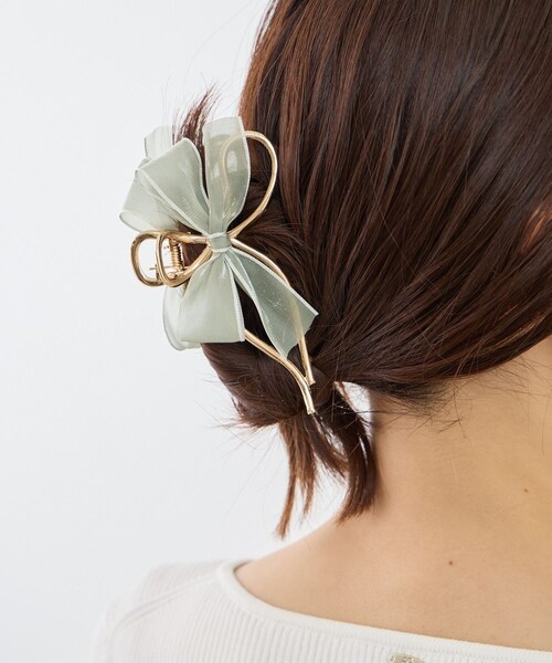 ROPE' PICNIC（ロペピクニック）の「オーガンジーリボンメタルヘアバンス（ヘアバンド・レディース・ブラック/ライトグレー・F）」の6枚目の写真