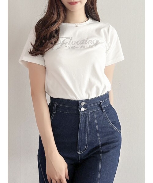 dazzlin（ダズリン）の「FLOATING VIBRATO Tシャツ（Tシャツ/カットソー・レディース・オフホワイト/ブラック/ピンク/グリーン/パープル・F）」の5枚目の写真