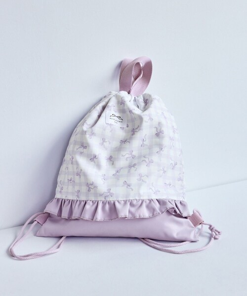 ROPE' PICNIC(ロペピクニック)の「【KIDS/キッズ】チェック×リボン柄ナップザック(バックパック/リュック・キッズ・サックス/ラベンダー系・F)」の10枚目の写真