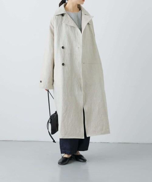 かぐれ（カグレ）の「『ユニセックス』コットンリネンオーバートレンチコート（ステンカラーコート・レディース・L/BEIGE/BEIGE・1/2）」の8枚目の写真
