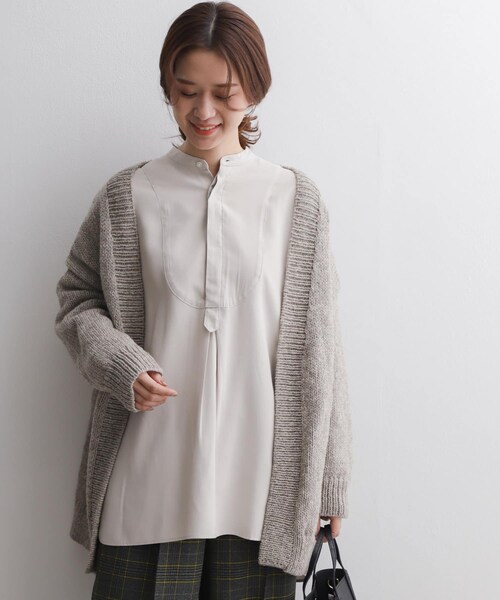 URBAN RESEARCH DOORS（アーバンリサーチドアーズ）の「ドレスシャツチュニック∴（チュニック・レディース・BROWN/OFF WHITE/L.GRAY・one/One）」の2枚目の写真