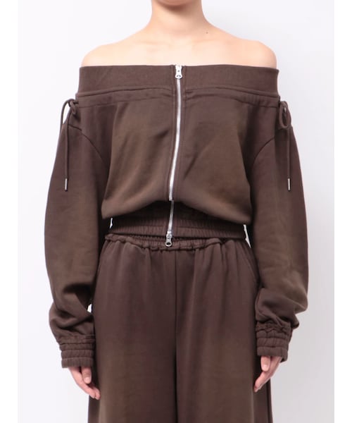 EMODA（エモダ）の「FRONT ZIP OFF SHOULDER TOP（Tシャツ/カットソー・レディース・グレー/ブラック/ブラウン・F）」の6枚目の写真