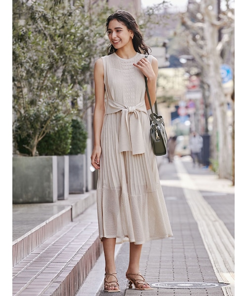 LAGUNAMOON（ラグナムーン）の「ストライプメッシュニットワンピース（ワンピース・レディース・ブルー/ブラウン/アイボリー・M/S）」の9枚目の写真