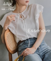 nissen | 高身長　前後２ＷＡＹニュアンスストライプ柄紐付バルーンスリーブブラウス（トールサイズ）Essenave(シャツ/ブラウス)